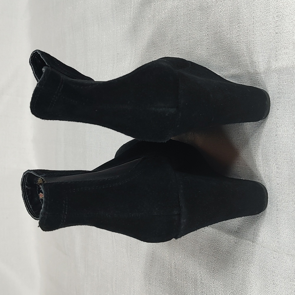 Seychelles Anthropologie Black Leather Wedge Slip On Booties Ladies Size 8 - Picture 2 of 7